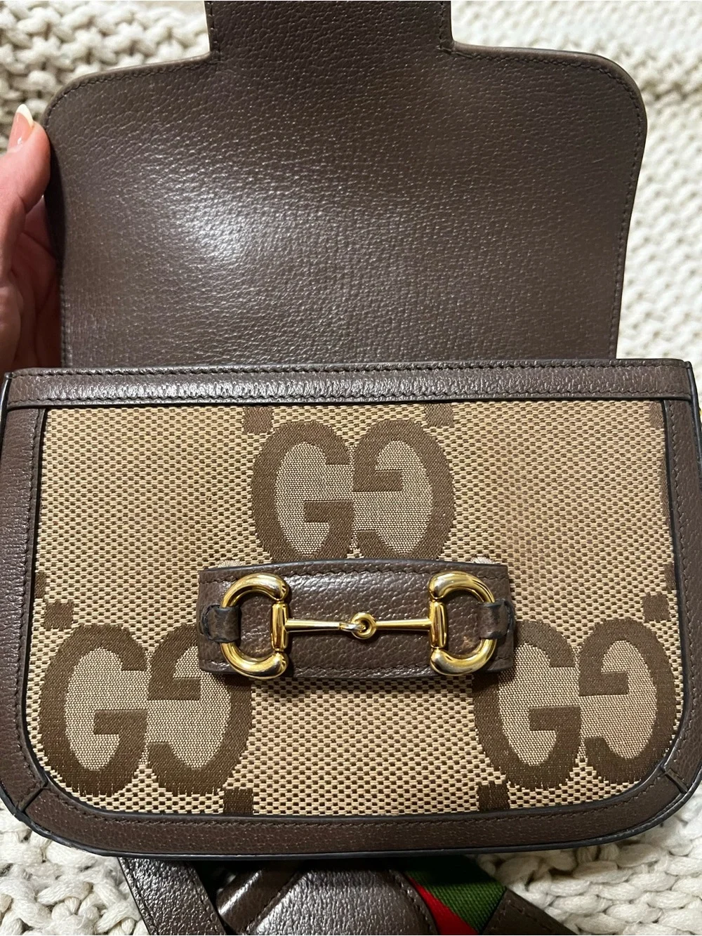 Gucci Monogram Jumbo GG Horsebit 1955 Crossbody Bag - Picture 11 of 16